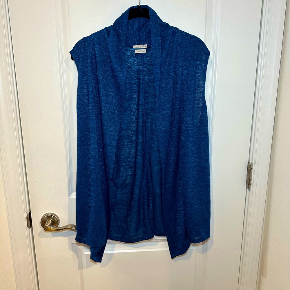 Van Heusen sleeveless knit open from cardigan duster sweater size L